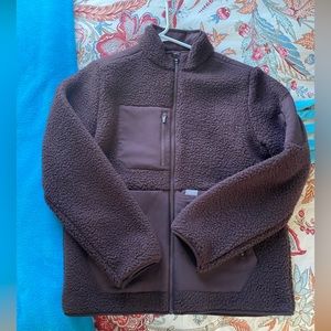 Figs Sherpa zip up fleece, M, Espresso, women’s